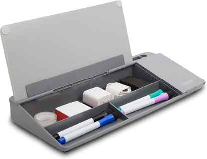 GAROOD Desktop Whiteboard with Storage Desk White Board Desk Board Glass White Board with Stand Home Office Organizer Phone Holder 15.8X7X2 inches