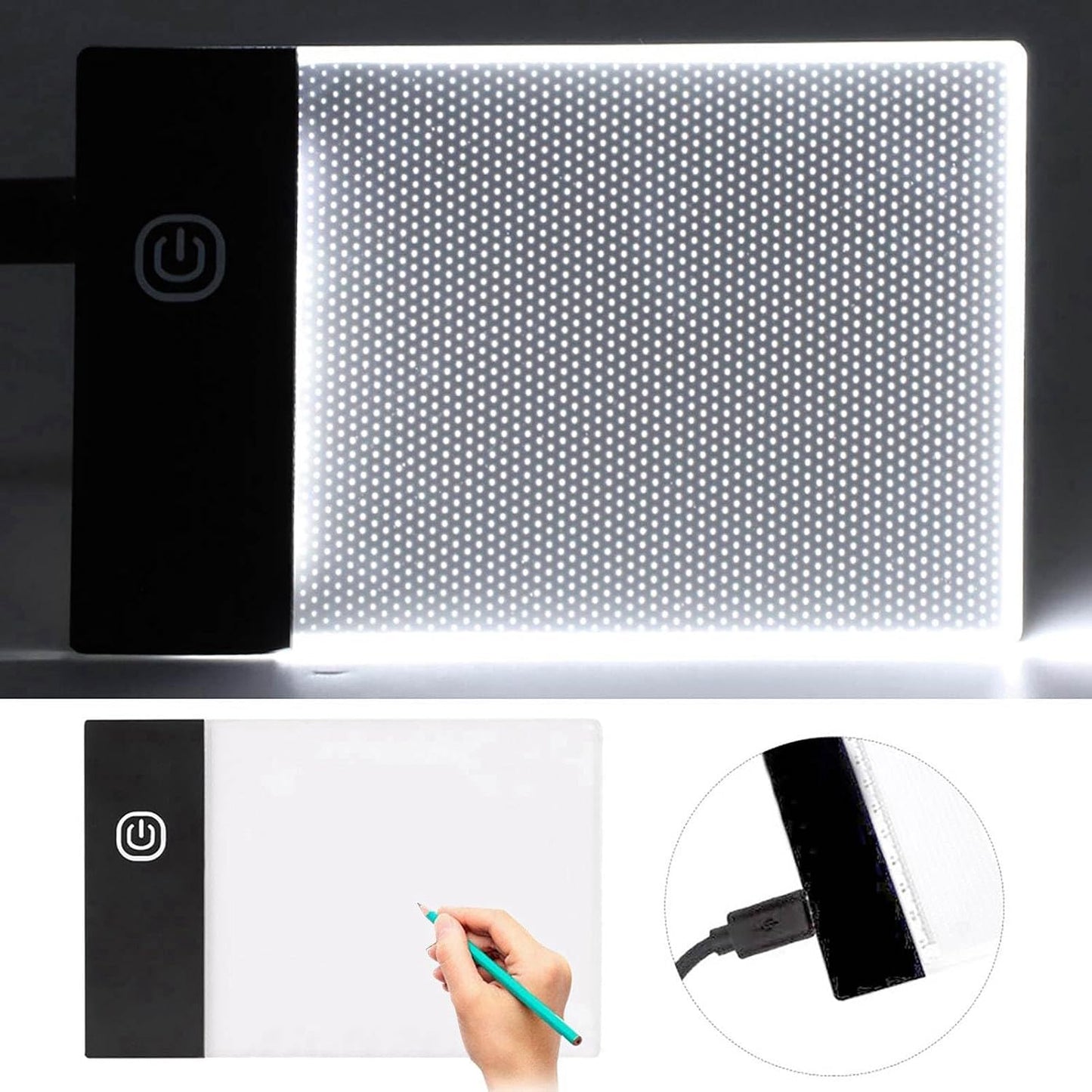 Respicefinem LED Light Board Mini A6 Tracing Light Table Portable Tracing LED Copy Board Light Box Drawing Pad Artcraft Trace Light Pad Copy Boxes for Drawing Sketching USB Cable