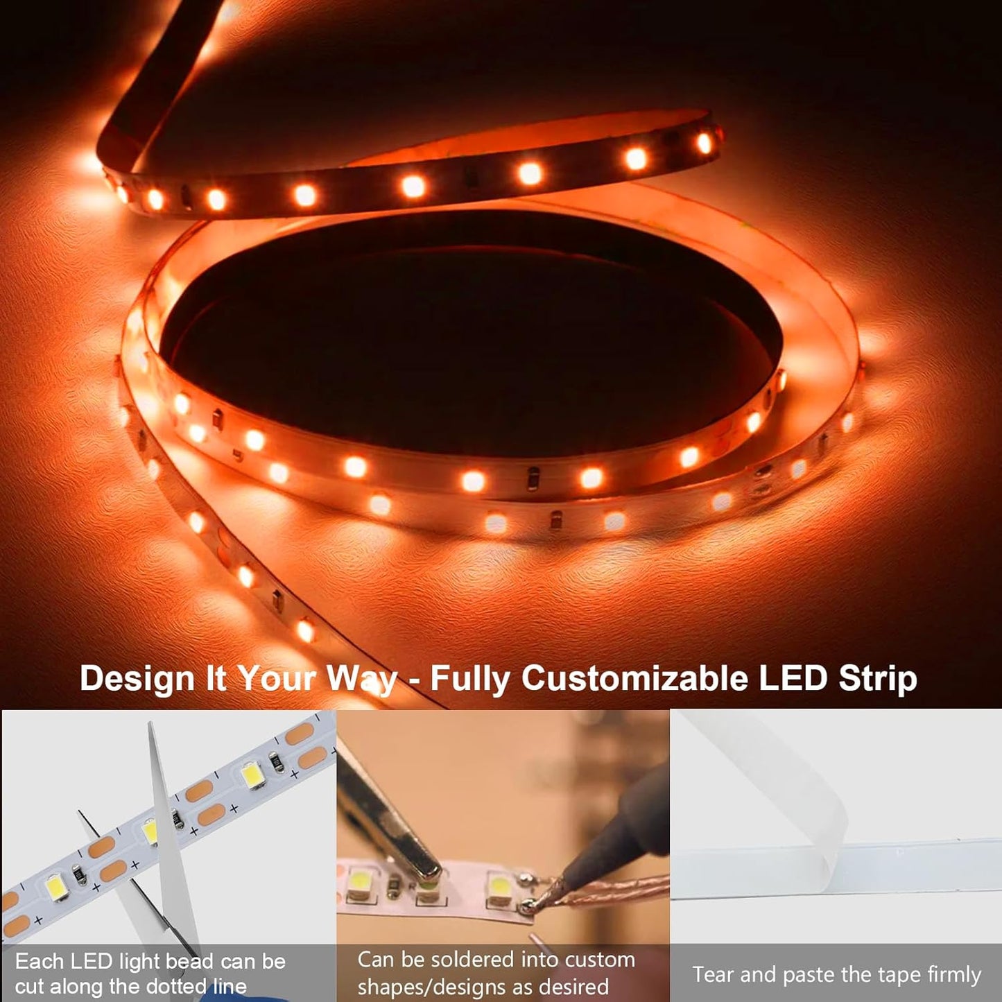 echosari Strip Lights USB 5V, 9.8Ft 180 LED Strip Lights Cuttable 2835 SMD Super Bright with Self-Adhesive DIY for Cabinet Photo Frames Desks Monitor Shelves Decor (Green)