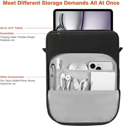 Dadanism 9-11 Inch Tablet Sleeve Bag Carrying Case with Shoulder Strap for iPad (A16) 11", iPad 10th Gen 10.9", iPad Air M4/Pro M5 11", iPad 9/8/7th 10.2", Galaxy Tab A11+ Plus 11", Cloudy Pink