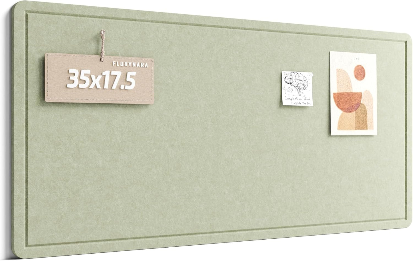 Fluxynara Bulletin Board, 23.6" x 17.5" Cork Board Alternative with 12 Safe Removable Adhesive Tabs, Foldable Felt Pin Board for Home Office, Classroom, Bedroom,Entryway for Walls—Sage