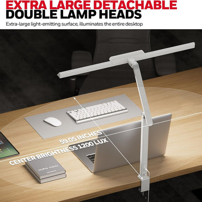 Honeywell LED Desk Lamp with Clamp - HJ1 Sunturalux Eye-Caring Clip on Lights for Home Office, 1200LM Clamp Lamp 4 Color Modes Stepless Dimming Task Desk Light for Working Black