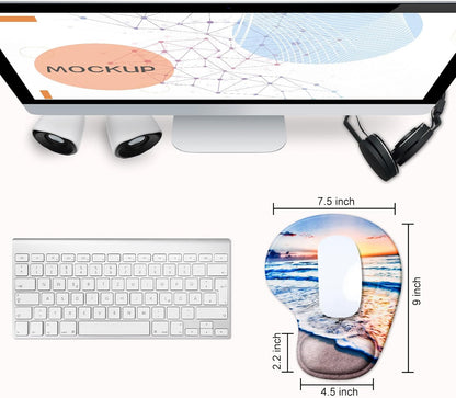 JIKIOU Mouse Pad, 2 Pack Ergonomic Mouse Pads with Comfortable Gel Wrist Rest Support and Smooth Cloth, Non-Slip PU Base for Easy Typing Pain Relief Durable and Easy to Clean Small Black