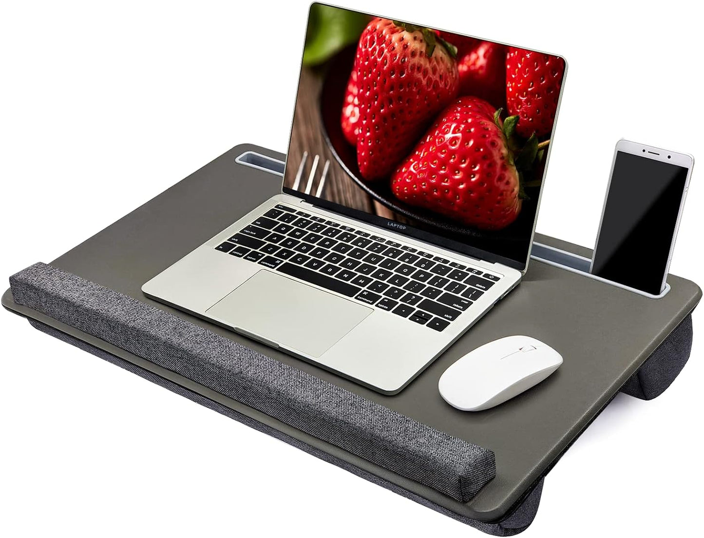 Extra Large Lap Laptop Desk - Full PU Material Mouse Pad Gaming Tray - Portable LapDesk with Phone Holder & Wrist Rest for Notebook, MacBook, Tablet, Bed, Sofa(Black, Fit Up 17.3-in Laptops)