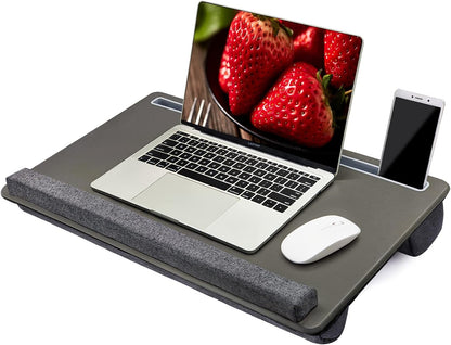 Extra Large Lap Laptop Desk - Full PU Material Mouse Pad Gaming Tray - Portable LapDesk with Phone Holder & Wrist Rest for Notebook, MacBook, Tablet, Bed, Sofa(Black, Fit Up 17.3-in Laptops)