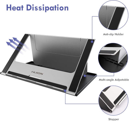 HUION Adjustable Stand Multi-Angle Portable Desk Stand for 10-15.6" Graphics Drawing Monitor Tablet Pen Display, Suitable for Kamvas Pro 12/13/16, Kamvas 12/13/16, iPad Pro, Wacom Cintiq