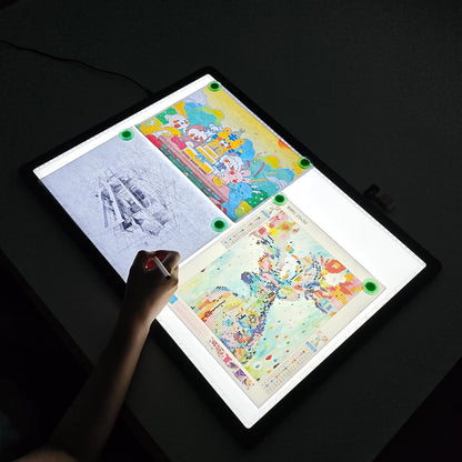 TOHETO A4 Light Board for Diamond Painting, Super Bright Magnetic Light Pad with Side Buttons, Lightbox for Tracing and Drawing, Corded Light Table for Sketching, Animation, Weeding Vinyl (Black)