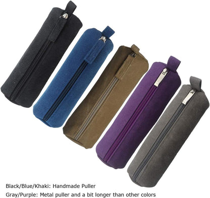 Heavy Canvas Stationery Portable Compact Simple Zipper Pencil Case and Durable Small Medicine Bag 1 Pack Khaki