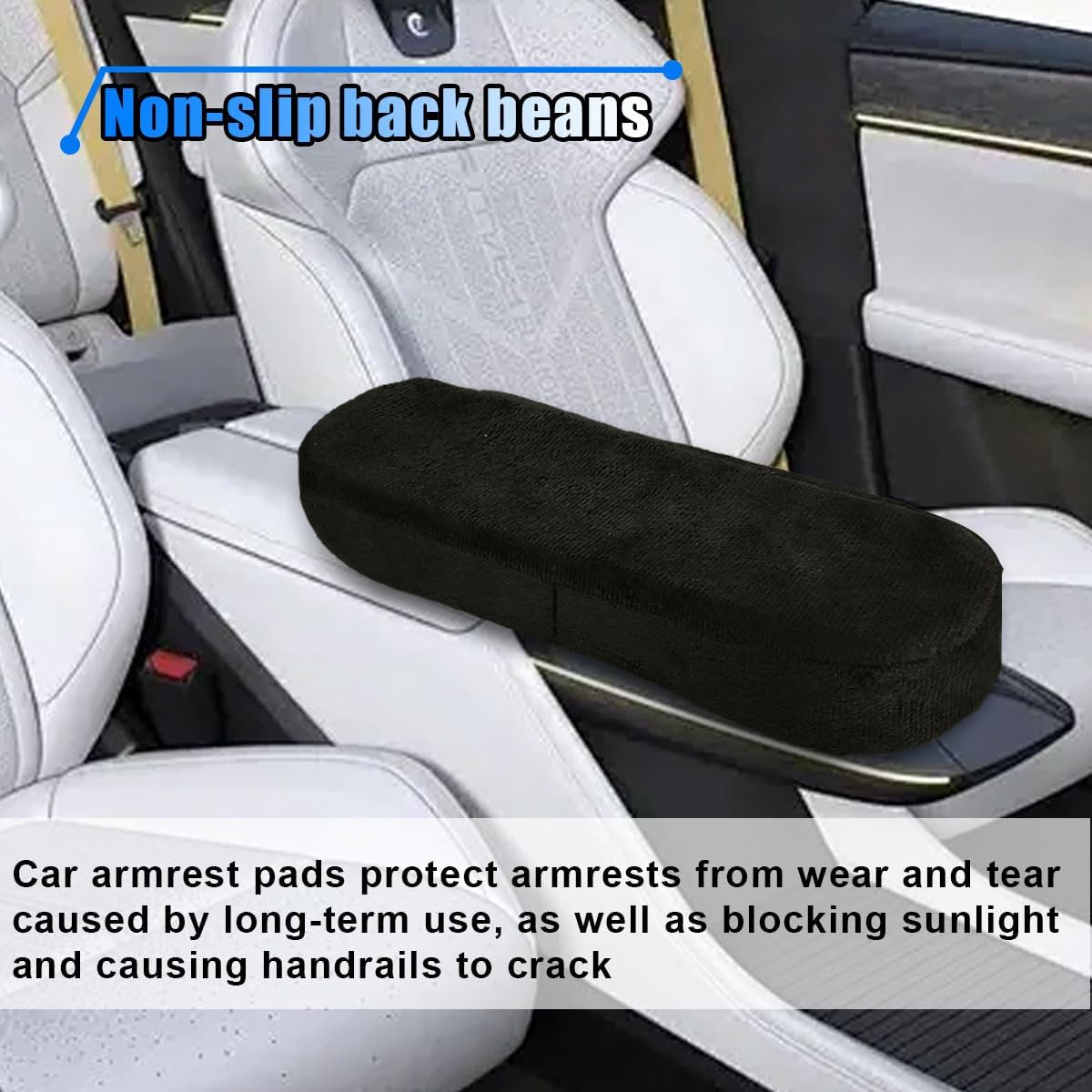 BDZMC 2PCS Car Seat Armrest Covers, Soft & Comfortable Office Chair Arm Pad, Anti-Scratch Car Armrest Cushion, Universal Car Armrest Pillow Protector Cover for Most Cars (Grey)