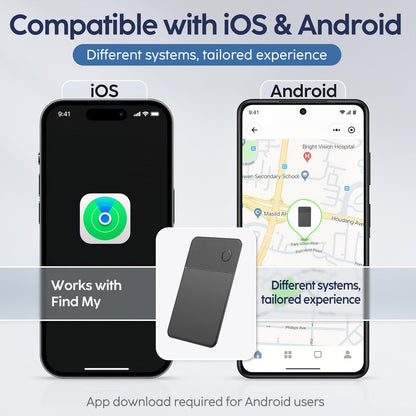 Apple Find My Wallet Tracker Card, Rechargeable Slim Bluetooth Wallet Finder for iPhone, Item Locator for Wallet, Keys, Passport & Luggage, iOS Only, Black