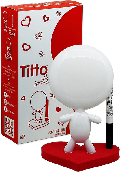Dry Erase Board - TITTO in Love, Draw Your Ideas - Ceramic Doll - Black Office Design Desk - Coworkers Office Home Gift (Black)