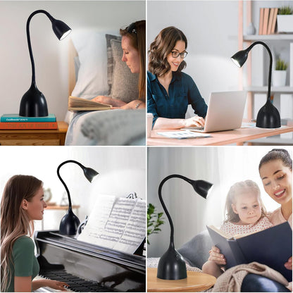EJIAXIN Desk Lamp for Home Office - Clip on Reading Light and Bed Headboard Clamp Lamp, Bedside Gooseneck Table Lamp, Clip on Desk Lamps, Eye-Caring Desk Lamp for College Dorm Room Study Lamp, White