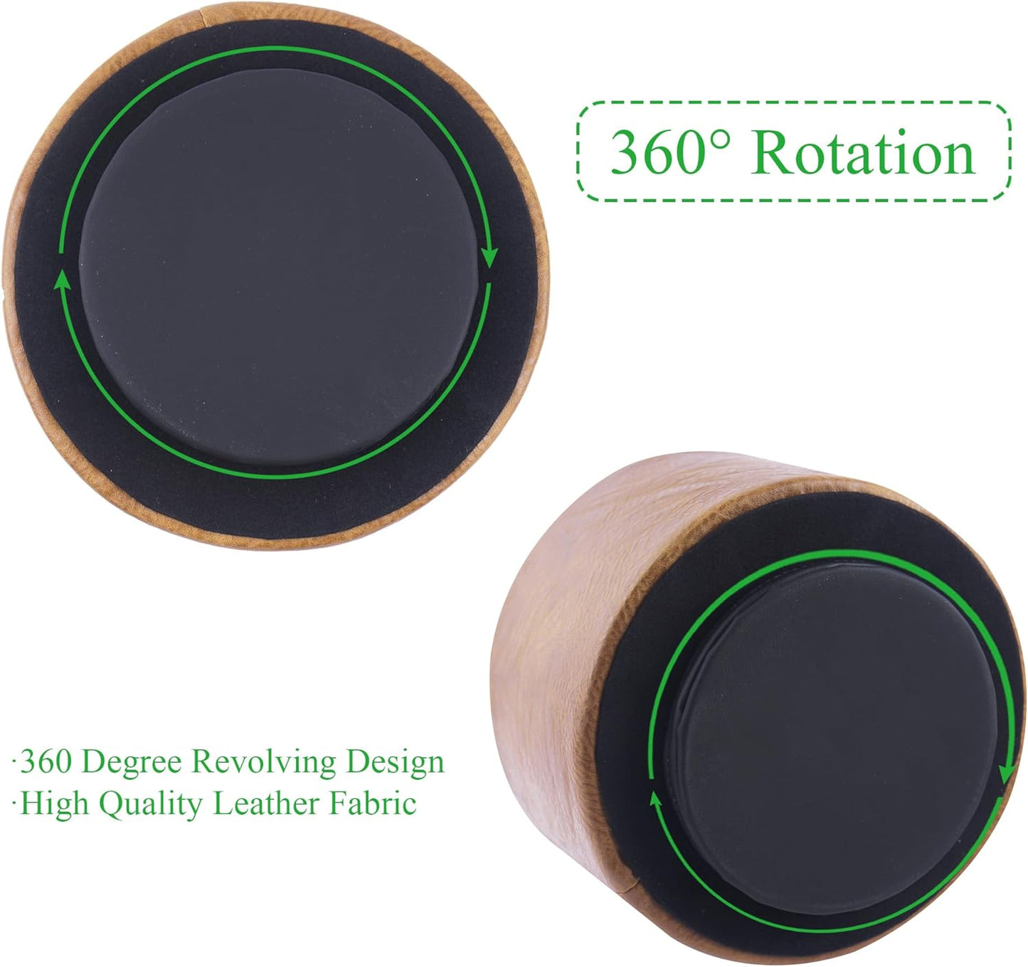 Round Leather Art Supply Organizer,Remote Control Holder,360 Degree Rotating,Multi-Functional Pencil Holder,4 Compartments Desktop Stationary Organizer(1-Fractal Flower) | Round - Colors A
