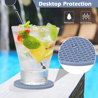 TWTLi Silicone Coasters Set of 8 with Holder,Coasters for Drinks,Beer,Coffee Coasters,Suitable for Kinds Cups,Hot or Cold,Anti-SLI,Non-Stick,Anti-Overflow Tabletop Protection and Decor (8 Pcs, Black)