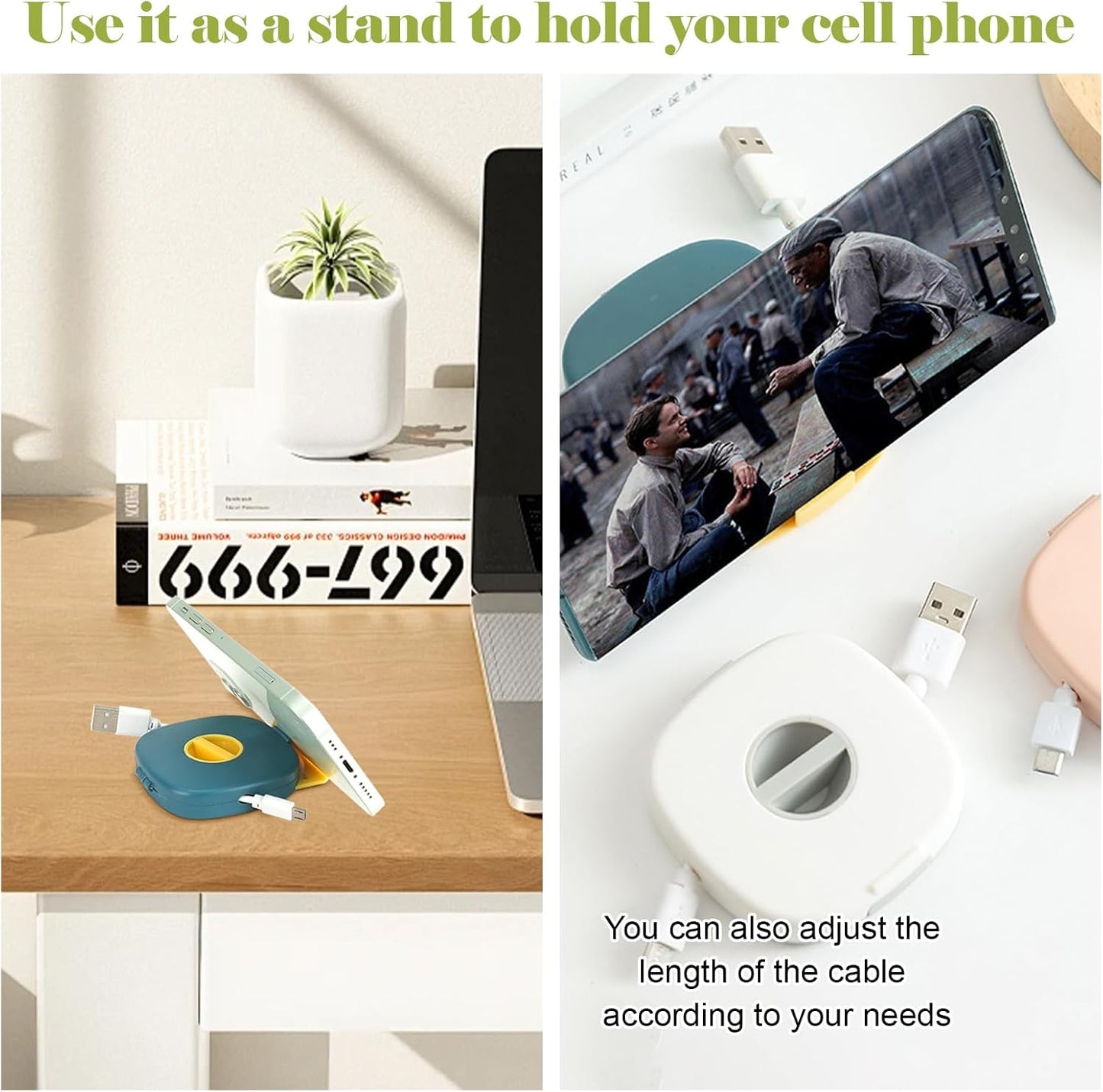 7PCS Cable Management, Retractable Portable Cord Organizer, Flexible Cable for Home Office Classroom (Round+Square)