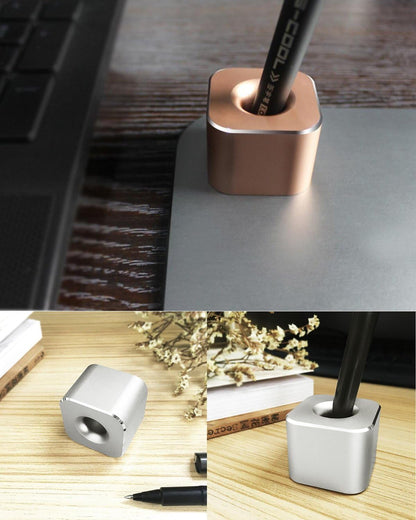 Coideal Single Pen Stand Holder, Black Metal Pen Base Stand for Desk Fountain Pen, Toothbrush Brush, Students and Office