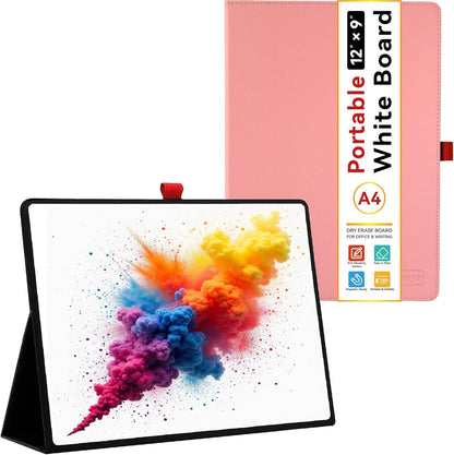 Desktop Dry Erase Board,12" X 9" Small White Board,Portable whiteboard with Stand, Marker and Eraser Wipe, A4 Notebook White Board Easel for Kids Drawing on Desk, for Students Shool (Black)