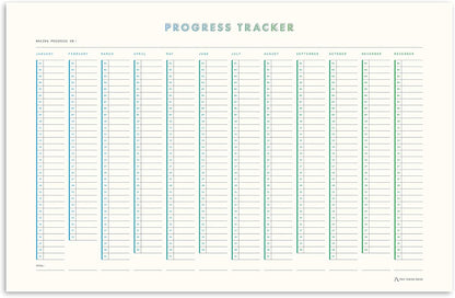 Habit Tracker Progress Poster by Free Period Press - 11”x17” - Yearly Atomic Habits Tracker for Goals and Projects