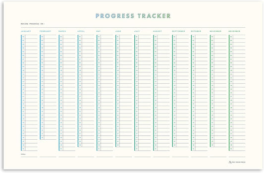 Habit Tracker Progress Poster by Free Period Press - 11”x17” - Yearly Atomic Habits Tracker for Goals and Projects