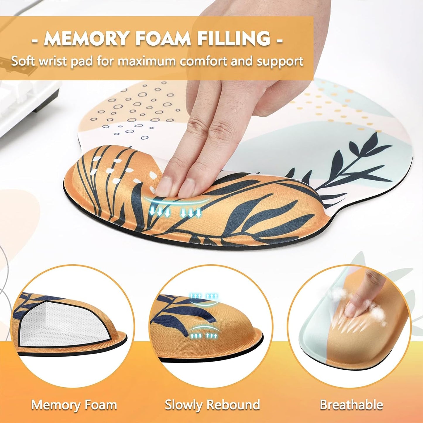 Mouse Pad and Keyboard Wrist Rest- Ergonomic Wrist Rest for Computer Keyboard and Mouse Pad, Memory Foam Wrist Support for Comfy Typing, Ideal for Laptop, Office, Gaming