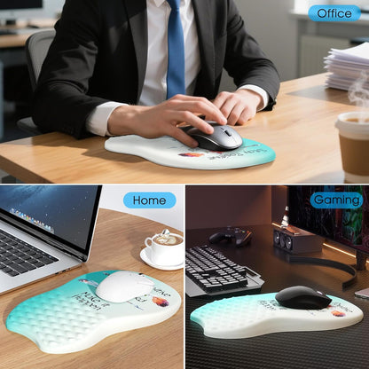 MROCO Ergonomic Mouse Pad with Wrist Support, Memory Foam Wrist Rest Mouse Pad, Non-Slip Base, Smooth Surface for Office & Home, Black