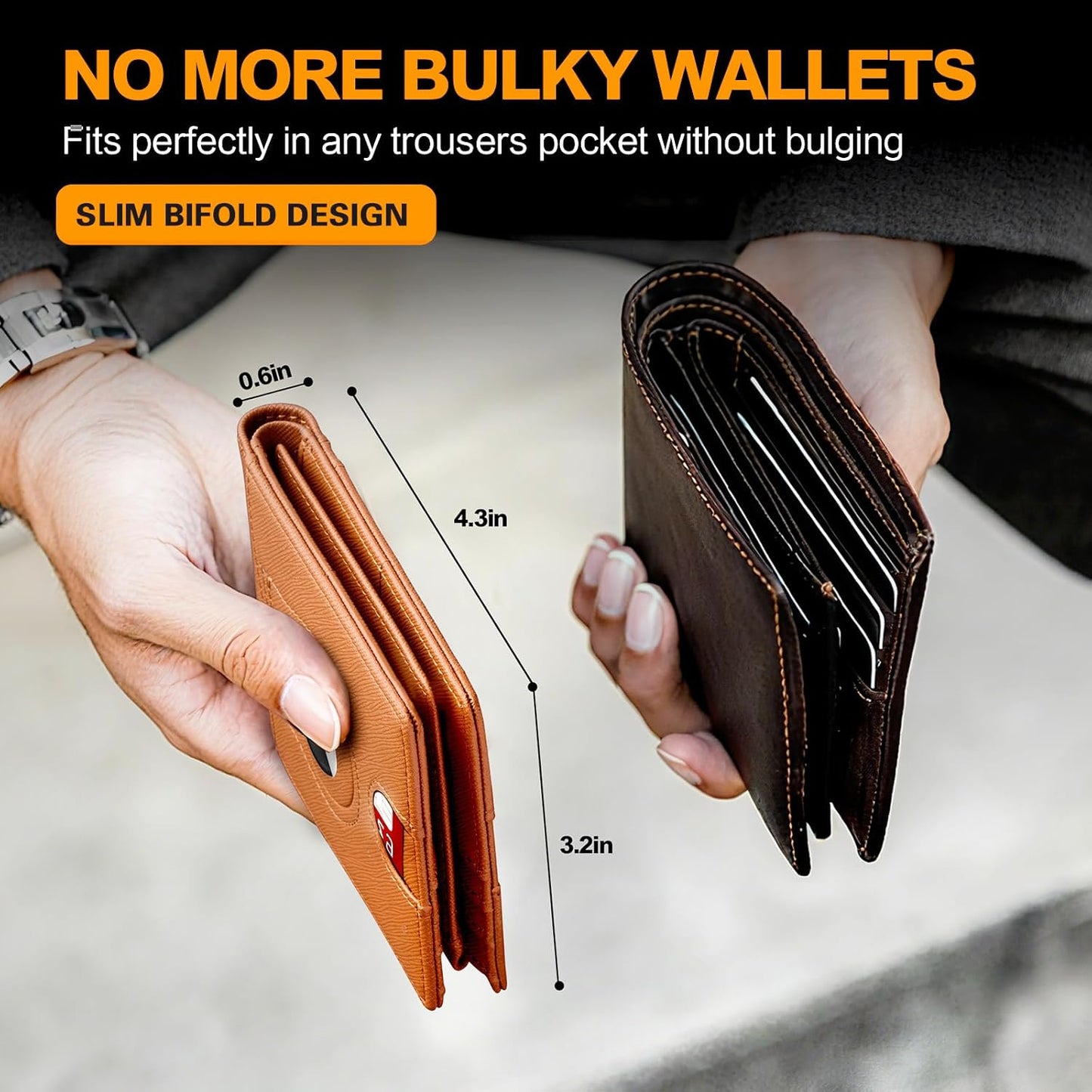 Wallet for Men Slim RFID Blocking Bifold Carbon Fiber,Minimalist Small Compact Front Pocket Credit Card Holder,Thin Mens Leather Wallets Smart Security With 2 ID Windows 1 Cash,Birthday Gifts for Men