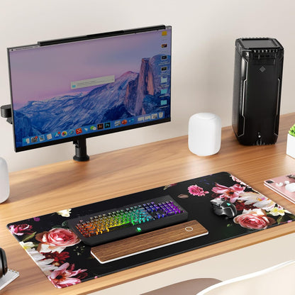 KTRIO Large Gaming Mouse Pad Desk Mat, Superior Micro-Weave Cloth for Precise Mouse Control, Non-Slip Rubber Base, Stitched Edges, Water-Resistant, for Gamer, Office & Home, 31.5" x 11.8" inches