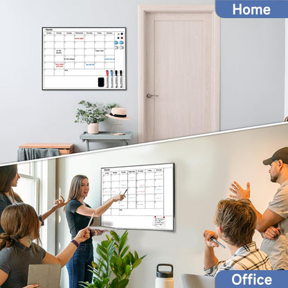 Weekly Planner Dry Erase Calendar for Wall Hanging, 16"x12" Aluminum Frame Whiteboard Calendar with Handle, Portable White Board as Office to Do List, Meal Planner for Home Kitchen
