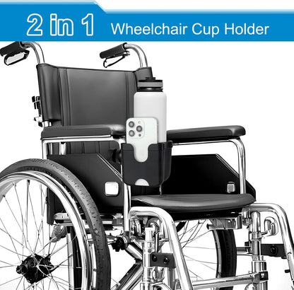 Accmor 2-in-1 Walker Cup Holder with Phone Holder, Wheelchair Cup Holder, Rollator Cup Holder, Cup Phone Holder for Walker, Wheelchair, Rollator, Mobility Scooter