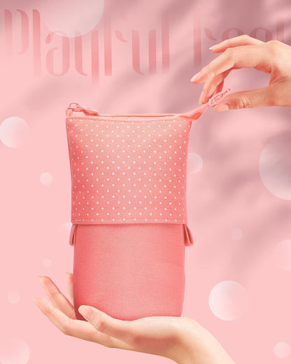 Sooez Standing Pencil Case, Cute Stand up Pencil Pouch, Telescopic Pen Pouch, Portable Pencil Holder, Kawaii Stand up Pencil Case, Spacious Pencil Pouch Bag for School Office Supplies, Black