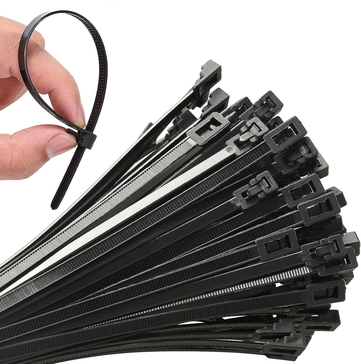 100Pcs 8 Inch Heavy Duty Industrial Zip Toes 40lbs Tensile Strength Releasable Black Tie Wraps Reusable Zip Toes Tie Straps For Garden Plant Secure Vine, Home Office