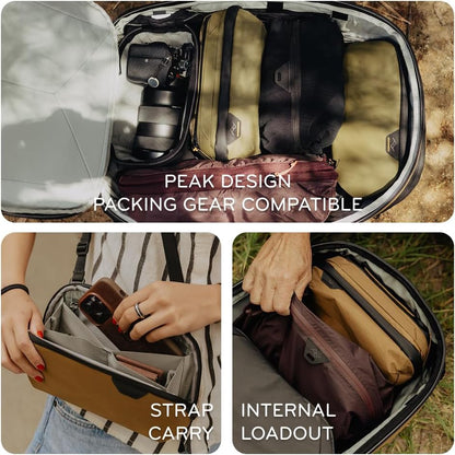 Peak Design Small Tech Pouch, Black, Electronics Organizer for Travel or Everyday Carry, Origami-Style Storage, Cable Pass-Through, Weatherproof Recycled Nylon, Gear Carry Bag for Men and Women