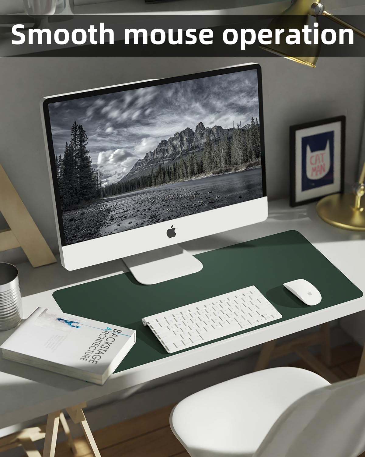 Leather Desk Pad Protector, Office Desk Mat, Large Mouse Pad, Non-Slip PU Leather Desk Blotter, Laptop Desk Pad Desk Accessories for Office and Home (Black, 40" x 17")