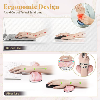 Gimars Upgrade Enlarge Silky and Superfine Fabric Gel Memory Foam Keyboard Wrist Rest Set, Ergonomic Keyboard Mouse Wrist Support for Typing Pain Relief, Comfort for Office, Gaming, Computer, Black