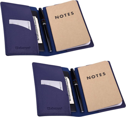 Wisdompro Journal Cover, 2 Pack PU Leather Notebook Cover for Field Notes, or other 3.5" x 5.5" Pocket Notebooks - Black
