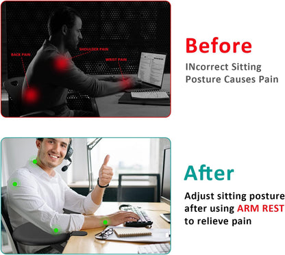 eulps Foldable Arm Rest for Desk, Clamp-On Desk Arm Support Pad with Soft PU Leather Cushion, Ergonomic Wrist & Forearm Rest for Computer Typing, Mouse Use, Gaming, Home Office