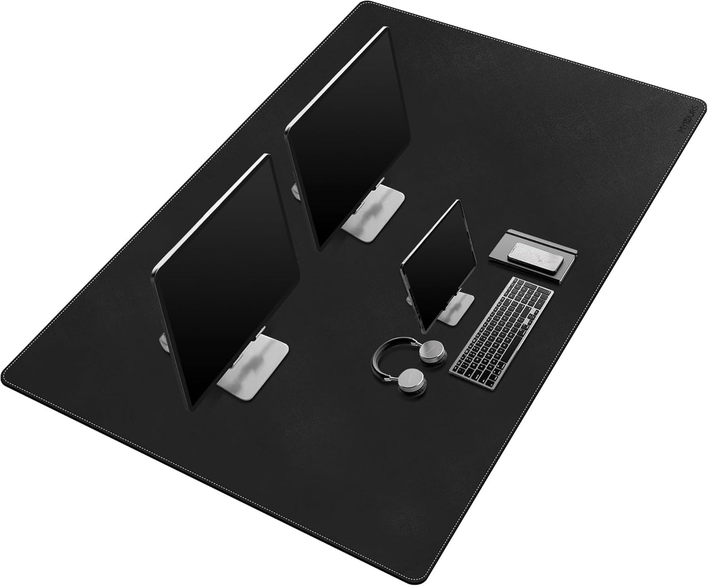Mydours 40" x 20" Extra Large Desk Mat, PU Leather & Cork Desk Pad, Large XXL Desk Mouse Pad for Workstation, Office, Home, Computer Desk Mat with Keyboard & Mouse (Black)
