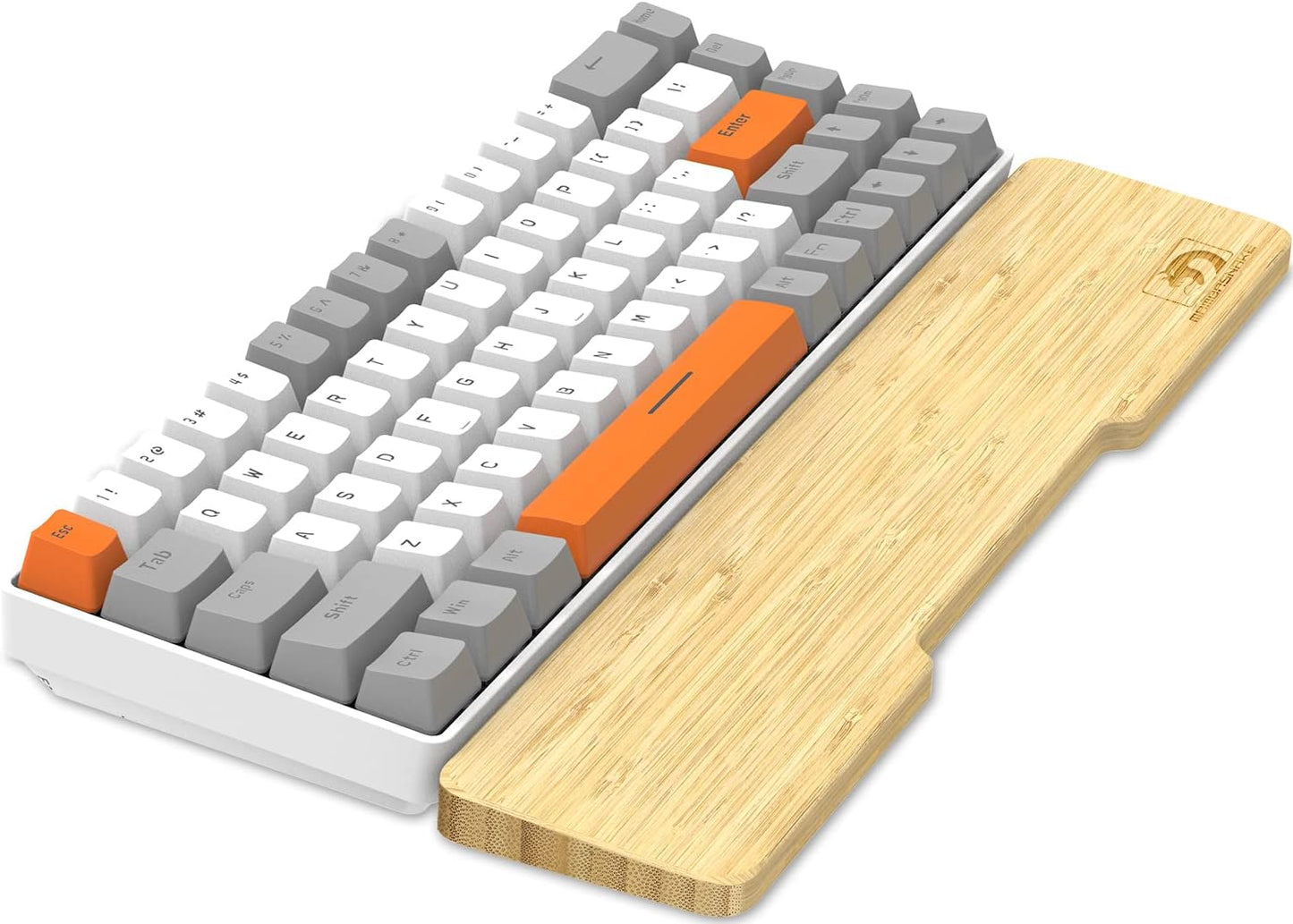 Bamboo Keyboard Wrist Rest for Computer Keyboard, Ergonomic Mechanical Keyboard Wrist Rest, Hard Wrist Rest for Pain Relief, Anti-Slip Keyboard Rest Pad for Laptop/PC Gaming/Mac (68-Key)