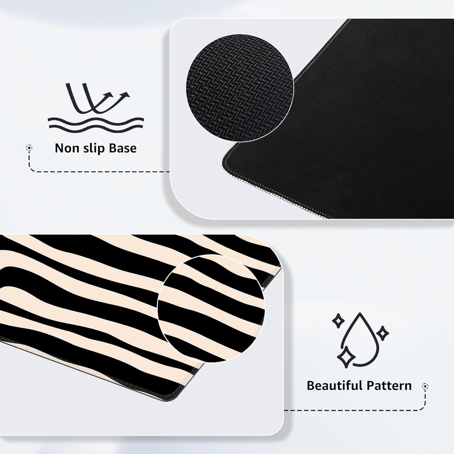 iCasso Desk Cover Mat, Office Mouse Pad, Desk Protector Mat, Extra Large Matt for Desktop,Anti-Slip XXL Big Mousepad with Stitched Edges for Computer Keyboard Retro Black - Colors A