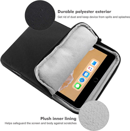 MoKo 7-8 Inch Tablet Sleeve Bag, Polyester Pouch Cover Case Fits iPad mini (A17 Pro) 8.3" 2024, iPad mini 6/5/4/3/2/1, Samsung Galaxy Tab S2 8.0, Tab A 8.0, ZenPad Z8s 7.9,Black