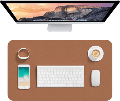 Hsurbtra Desk Pad, 23.6" x 13.8" PU Leather Desk Mat, M Extended Mouse Pad, Waterproof Desktop Blotter Protector, Non-Slip Ultra Thin Small Laptop Keyboard Writing Mat for Office Home, Pink