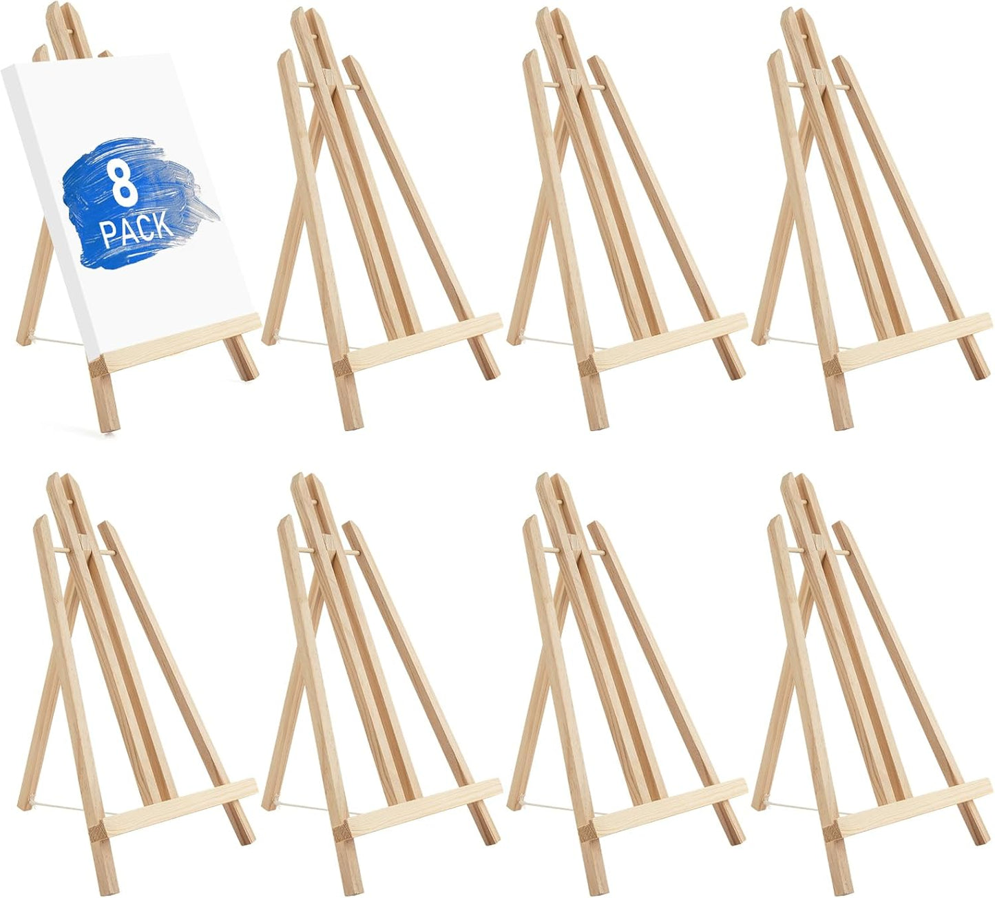 Falling in Art 16 Inch Wood Easel Stand, Tabletop Display Stand A-Frame Artist Easel for Painting Canvas, Portable Photo, Picture and Sign Holder (4 Pack)