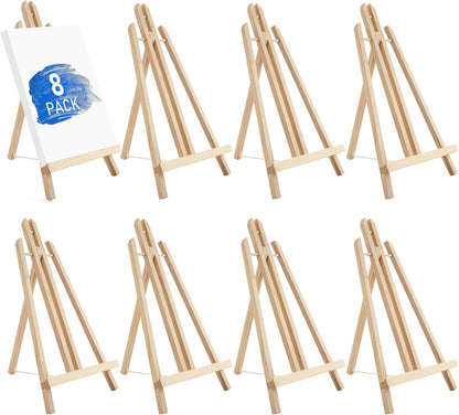 Falling in Art 16 Inch Wood Easel Stand, Tabletop Display Stand A-Frame Artist Easel for Painting Canvas, Portable Photo, Picture and Sign Holder (4 Pack)