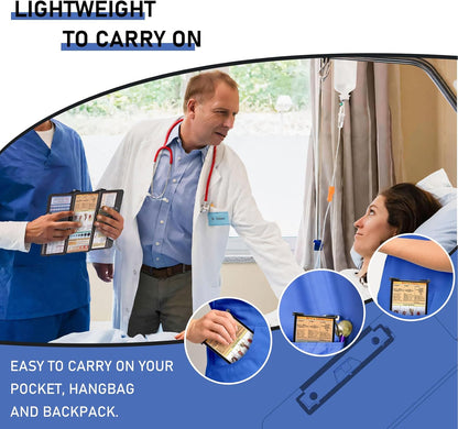 Nursing Clipboard Foldable, Foldable Clipboard w/Nursing Edition Cheat Charts,3 Layers Aluminum, Nurse Clip Board w/Low Profile Clip&Pen Clip Pocket for Nurses and Doctors,Light Blue