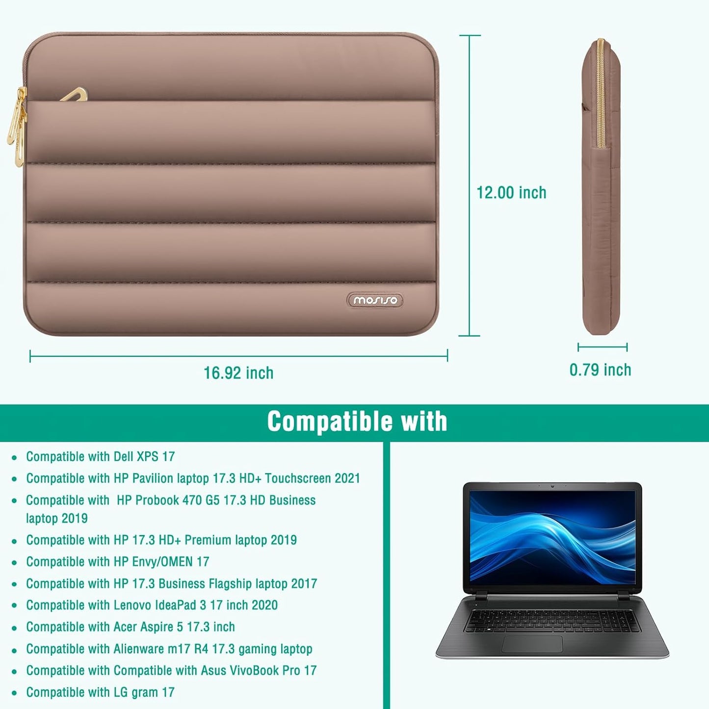 MOSISO Laptop Case 13.3 inch,13-13.3 inch Puffy Laptop Sleeve Compatible with MacBook Neo/Air 13.6 M5 M4 M3 M2 M1/Pro 13/14,HP Dell ASUS Lenovo,Polyester Horizontal Bag with Small Case, Sand