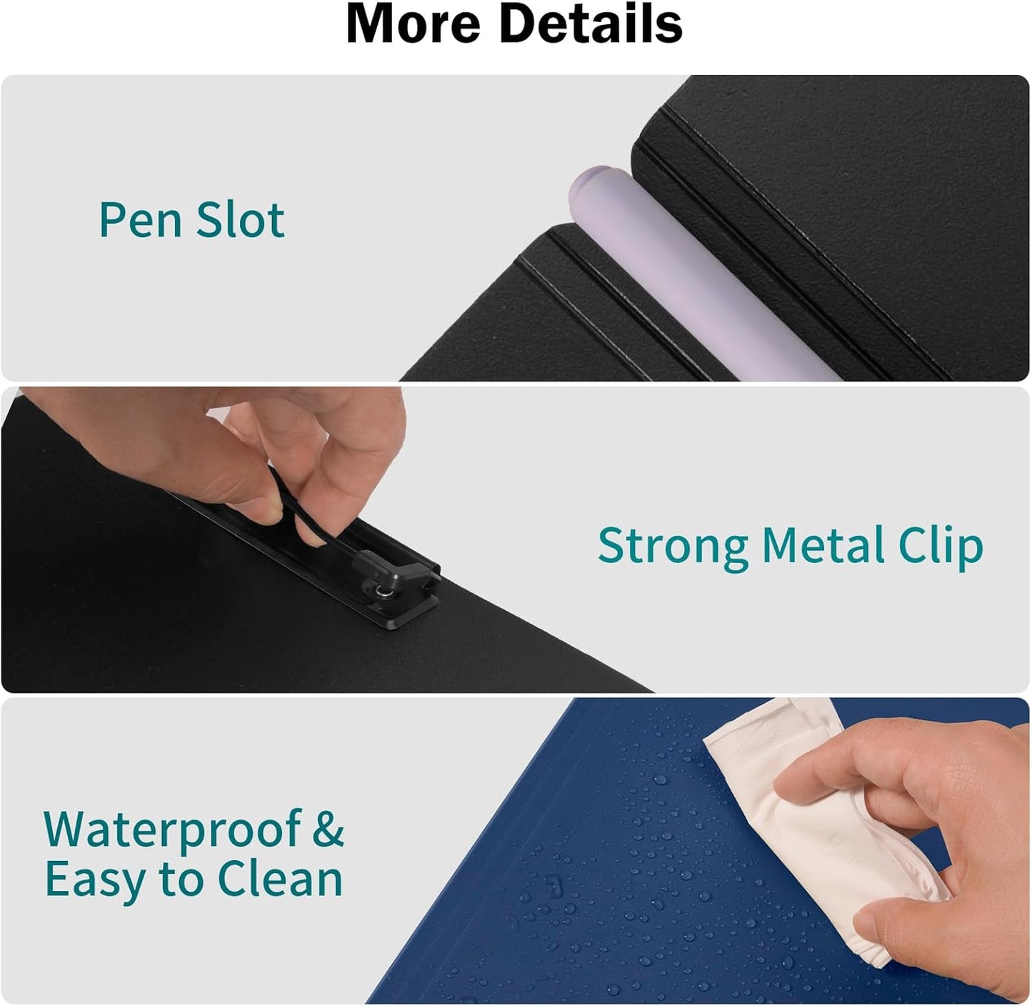 SITHON Foldable Clipboard Folder with Pen Slot, 360° Rotating PP Writing Pad with Dual Low Profile Metal Clips, Durable A4/Letter Size Document Folder for Nurses Classroom Business Office