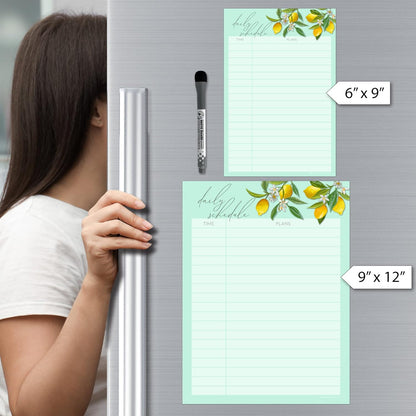 Dry Erase Daily Schedule Planner Sticker Decal by Glassboard Studio | Removable & Reusable | Magnetic Fine-Tip Marker Included (9 x 12 inches, White)