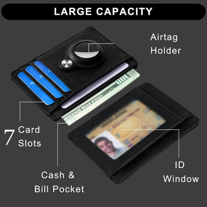 Slim Minimalist Front Pocket Air Tag Wallet, RFID Blocking Card Holder Wallet with Airtag Holder