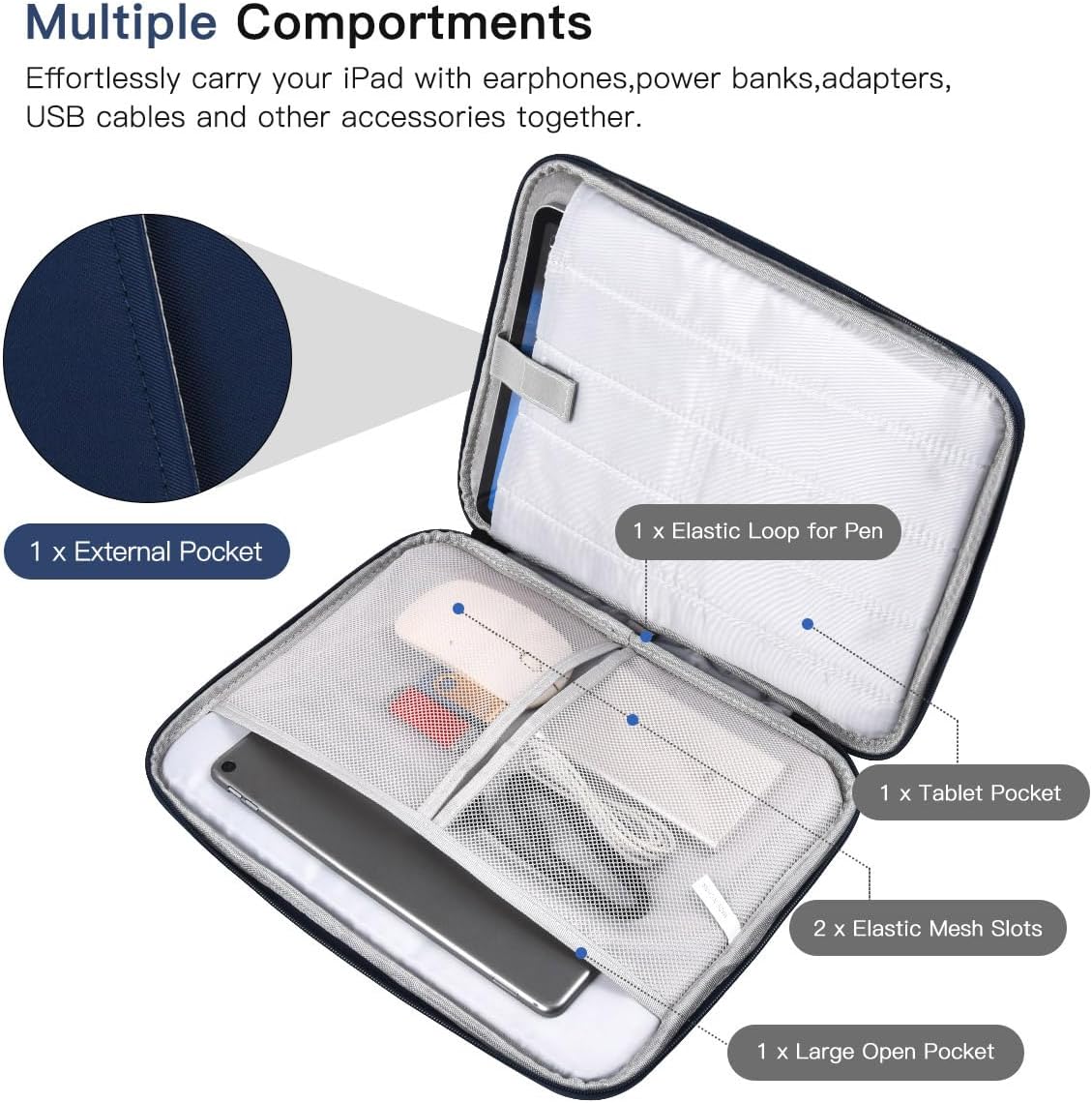 12-12.9 Inch Tablet Sleeve Bag for 12.4" Samsung Galaxy Tab S10+ S9+ Plus/S8+/S7+ Plus/S7 FE,13" iPad Air M4 M3 M2/iPad Pro M5 M4/Pro 12.9"/Microsoft Surface Go 2 12.4"/Pro 11 10 Carrying Case-Black