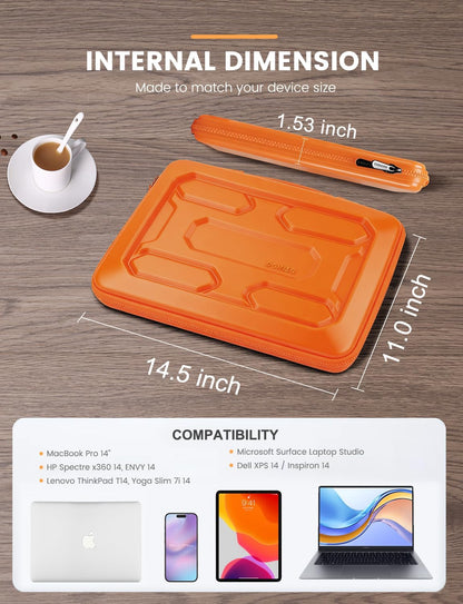 DOMISO 15.6 inch Laptop Sleeve with Handle Shockproof Computer Bag Waterproof EVA Protective Carrying Case for 15.6" Lenovo Yoga 720 IdeaPad 310 320 ThinkPad T570/Dell Inspiron 15/HP Envy 15, Black